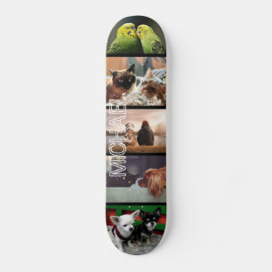 Skateboard Collage photo personnalisé de votre nom  5 noir