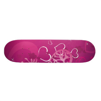 Skateboard Collage rose de coeurs