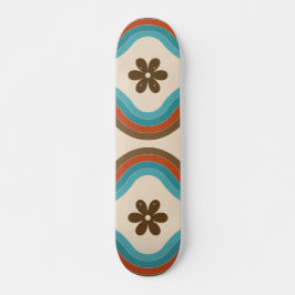 Skateboard Coloré milieu du siècle moderne Floral Arc-en-ciel