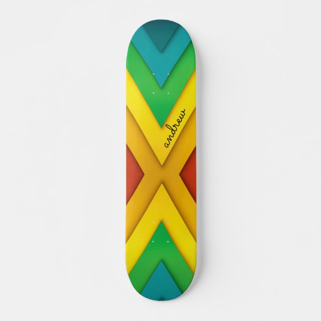 Skateboard Colorful Abstract Chevron Pattern (Devant)