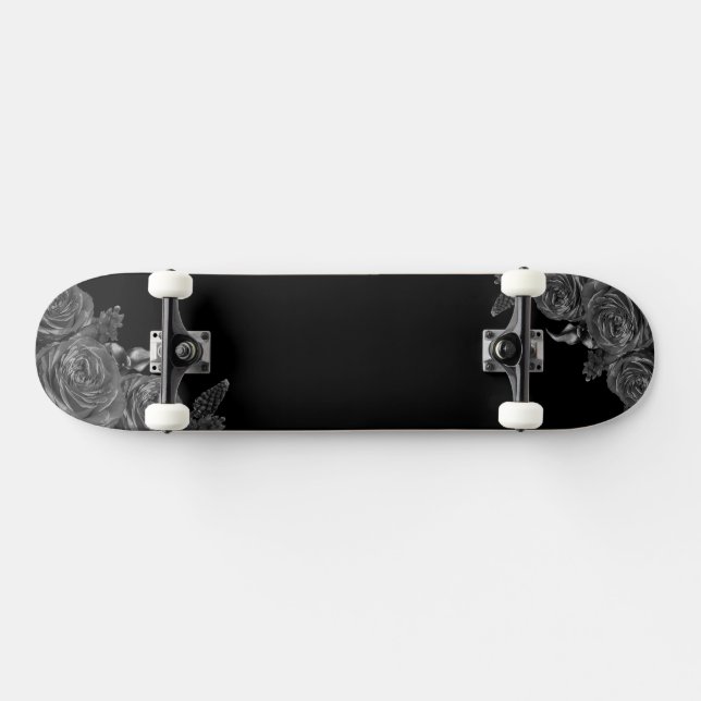 Skateboard Composition des fleurs noires (Horz)