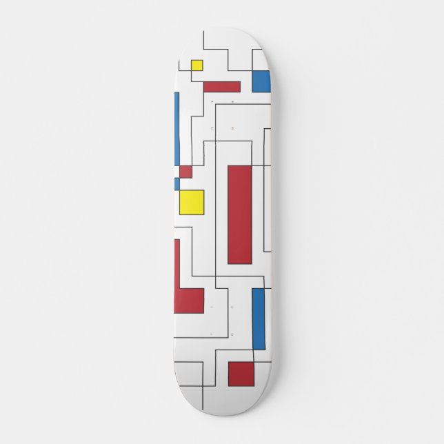 Skateboard Composition en rouge, jaune et bleu (Devant)