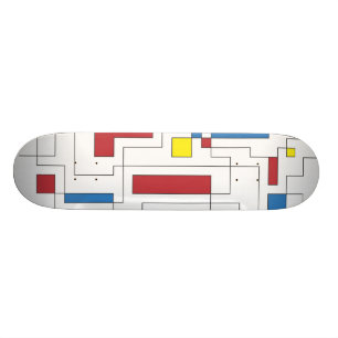 Skateboard Composition en rouge, jaune et bleu