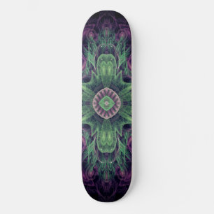 Skateboard Conception Abstraite fractale violet et verte