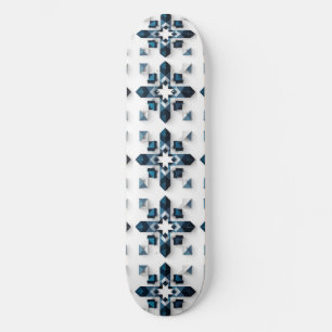 Skateboard Conception Abstraite Géométrique en Bleu et Blanc