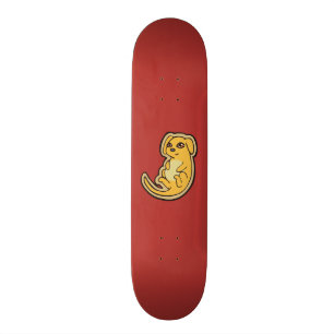 Skateboard Conception De Dessin De Chien Jaune Et Rouge