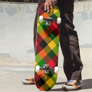 Skateboard Conception de motif à carreaux de couleurs rasta r