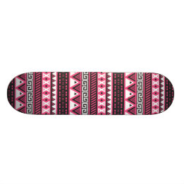 Skateboard Conception de Motifs tribaux roses et noirs Aztèqu