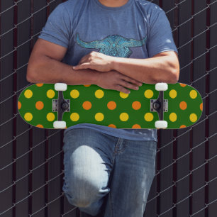 Skateboard Conception de pois jaunes orange sur fond vert