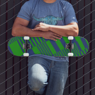 Skateboard Conception de rayures patchwork bleu vert