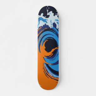 Skateboard Conception de tourbillon de vague océanique bleu e