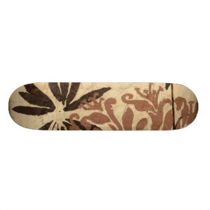 Skateboard Conception florale de pochoir avec le feuille