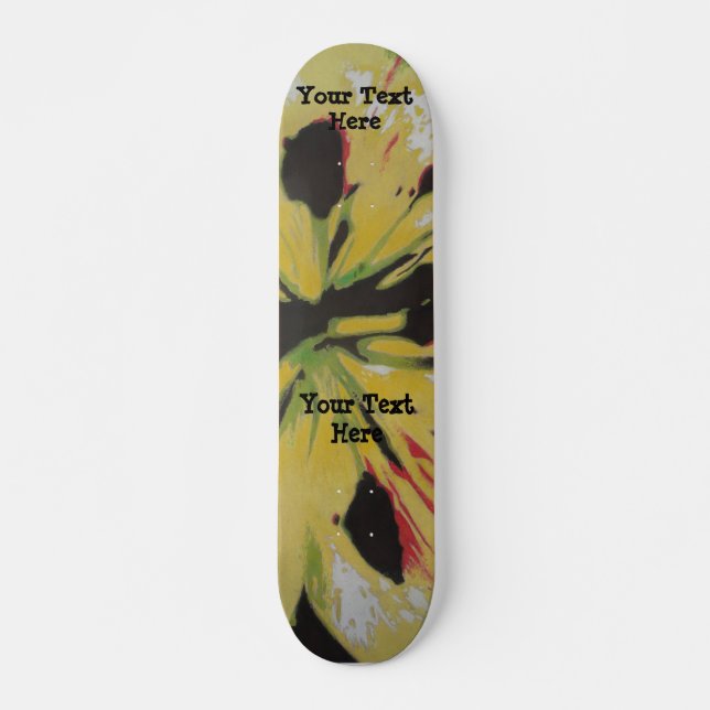Skateboard conception moderne originale jaune noire d'art (Devant)