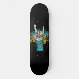 Skateboard Concert de musique Zombie Rock Signe des cornes