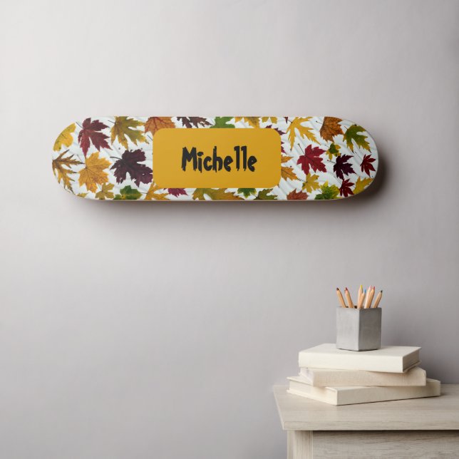 Skateboard Congé d'automne moderne Nom personnalisé (Art mural (Horz))