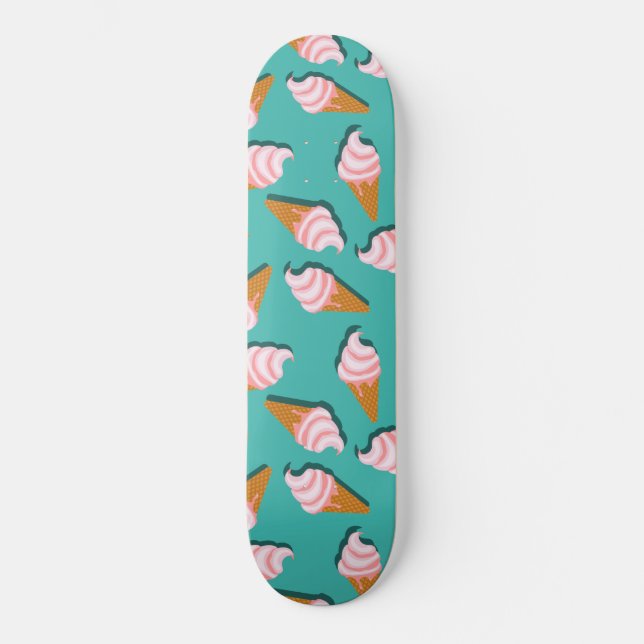Skateboard Congés gaufres crème glacée et motif de yaourt con (Recto)