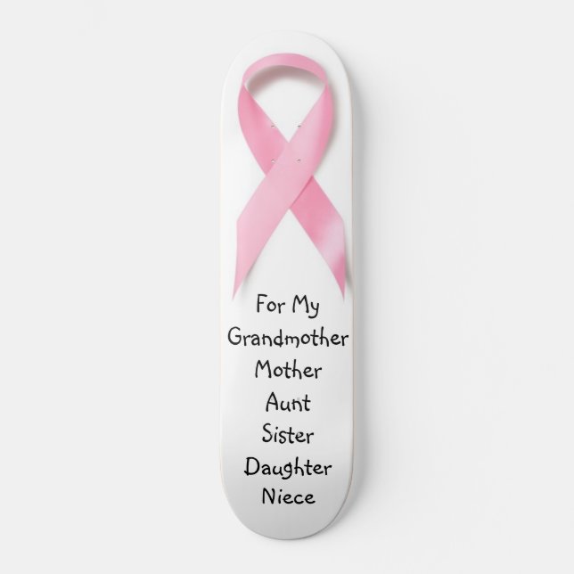 SKATEBOARD CONSCIENCE ROSE DE CANCER DU SEIN DE RUBAN : (Recto)