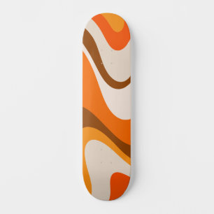 Skateboard Cool Abstrait Rétro Contemporain Wavy Orange