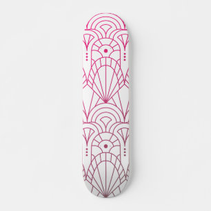Skateboard Cool Art déco moderne Motif rose blanc