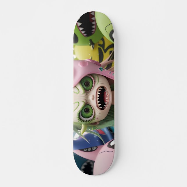 Skateboard Cool effrayant alien monster chat filles skateboar (Devant)
