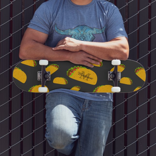 Skateboard Cool et amusant yummy taco motif Monogramme (Extérieur 3)