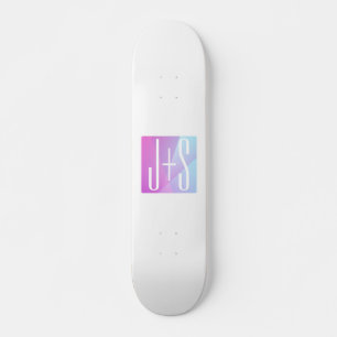 Skateboard Cool Géométrique rose et pourpre   Initiales de co