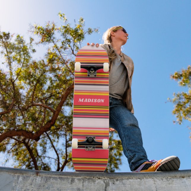 Skateboard Cool Moderne Grilles Personnalisé Nom Personnalisé (Extérieur 1)