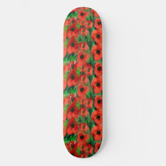 Skateboard Coquelicots rouges passionnés et feuillage vert ab