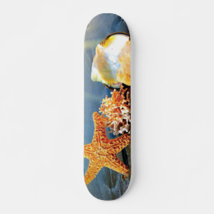 Skateboard Coquillages marins et étoiles de mer sur la plage