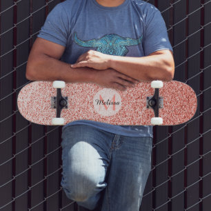 Skateboard Corail rose pâle scintille pastel