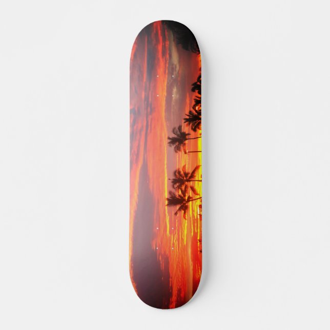 Skateboard Coucher de soleil tropical (Devant)