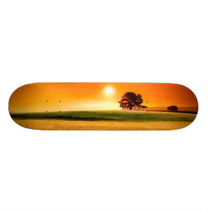Skateboard Coucher du soleil rouge sang