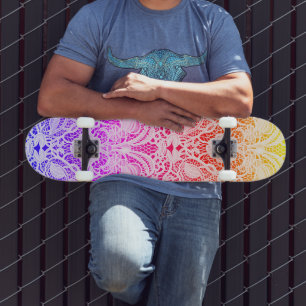 Skateboard Couleurs ombrées chaudes et lumineuses et dentelle