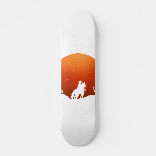 Skateboard Cowboy avec cheval Wild West paysage de coucher de (Devant)