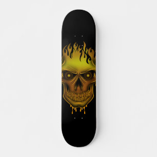 Skateboard Crâne à flamme - Or