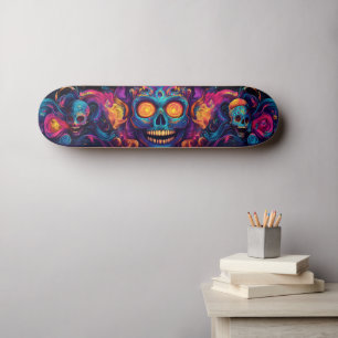 Skateboard Crâne à sucre psychédélique - Jour des morts