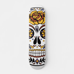 Skateboard Crâne à sucre rose jaune