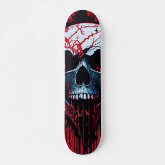 Skateboard Crâne blanc, rouge et noir - Crâne numérique