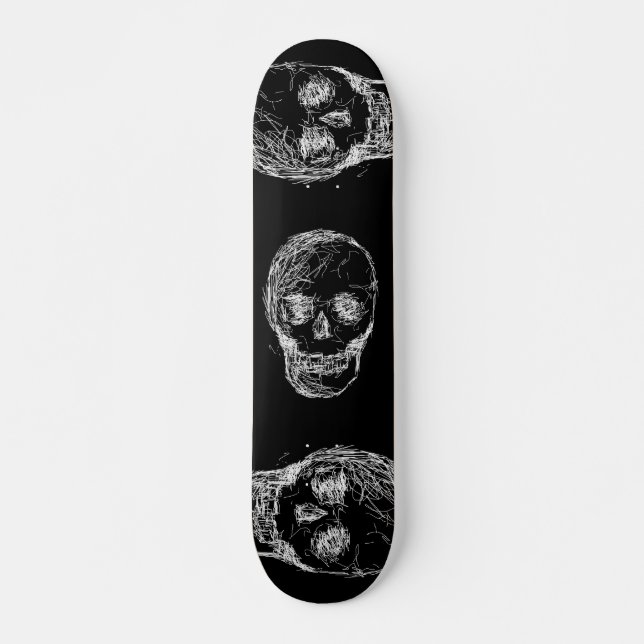 Skateboard Crâne, dans le blanc (Devant)