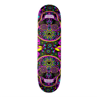 Skateboard Crâne de sucre dans le rose au néon
