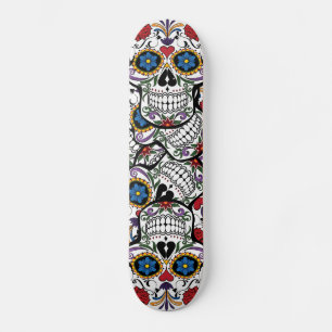 Skateboard Crâne de tatouage de fleurs Roses Cardillère de sk