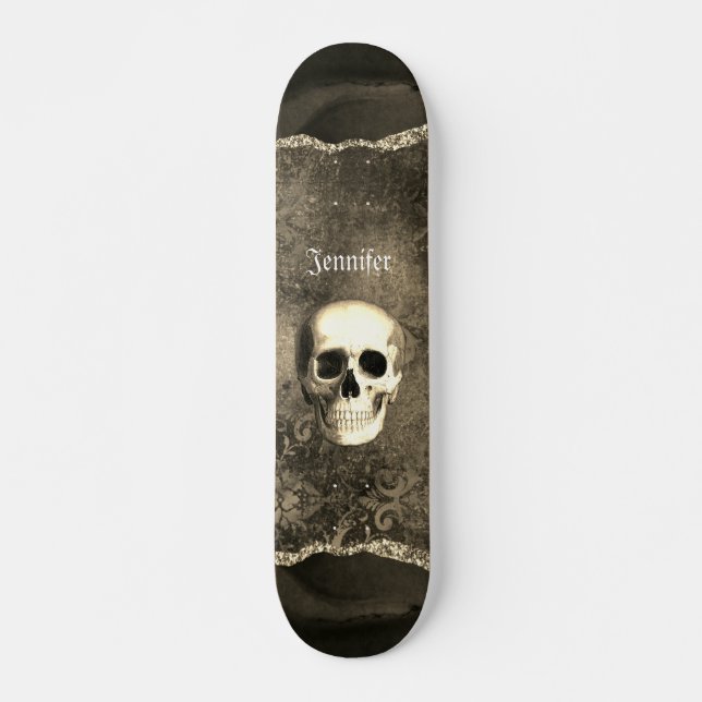Skateboard Crâne déprimé gothique personnalisé (Devant)