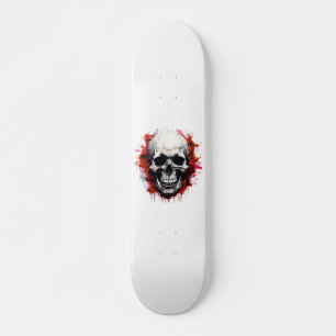 Skateboard Crâne d'horreur cool squelette rouge blanc