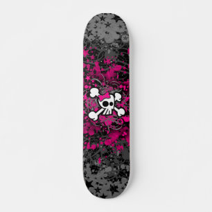 Skateboard Crâne et planche à roulettes Girly d'os croisés
