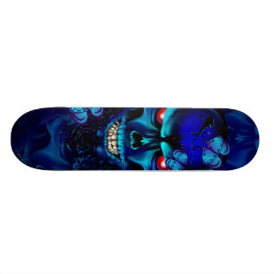 Skateboard Crâne et planche à roulettes noirs de roses