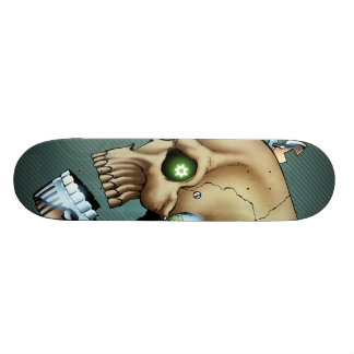 Skateboard Crâne étranger de robot de l'avenir en chrome + Os