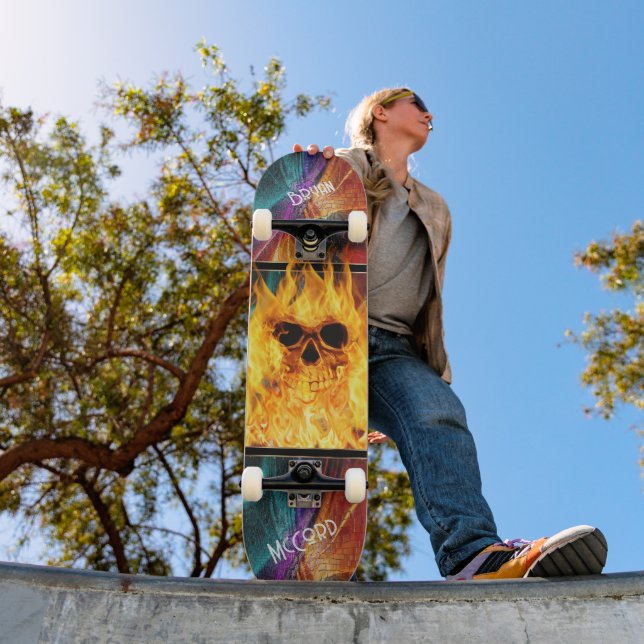 Skateboard Crâne flamboyant (Extérieur 1)