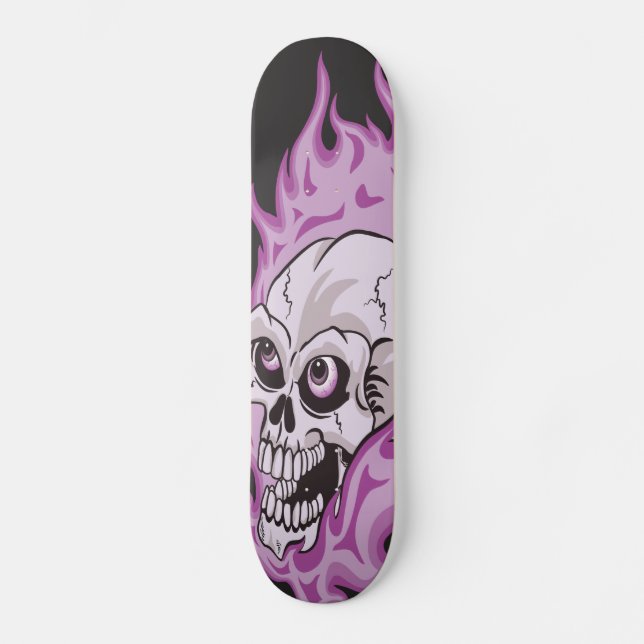 Skateboard Crâne flamboyant pourpre (Recto)