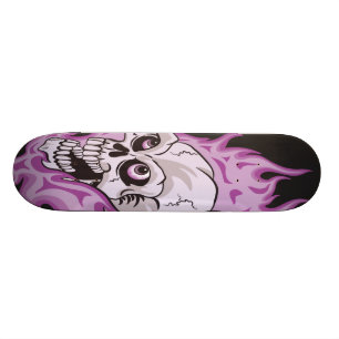 Skateboard Crâne flamboyant pourpre