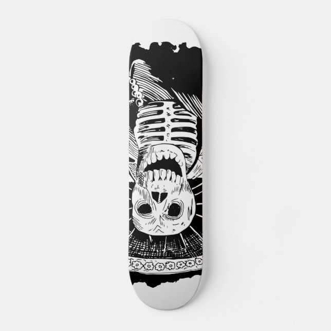 Skateboard Crâne fou mexicain mort de mariachi (Recto)